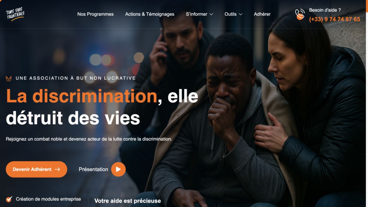 Aperçu de la page publique Tous Sans Frontières